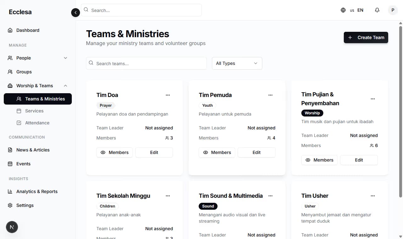Tim — Organisasi Tim Pelayanan